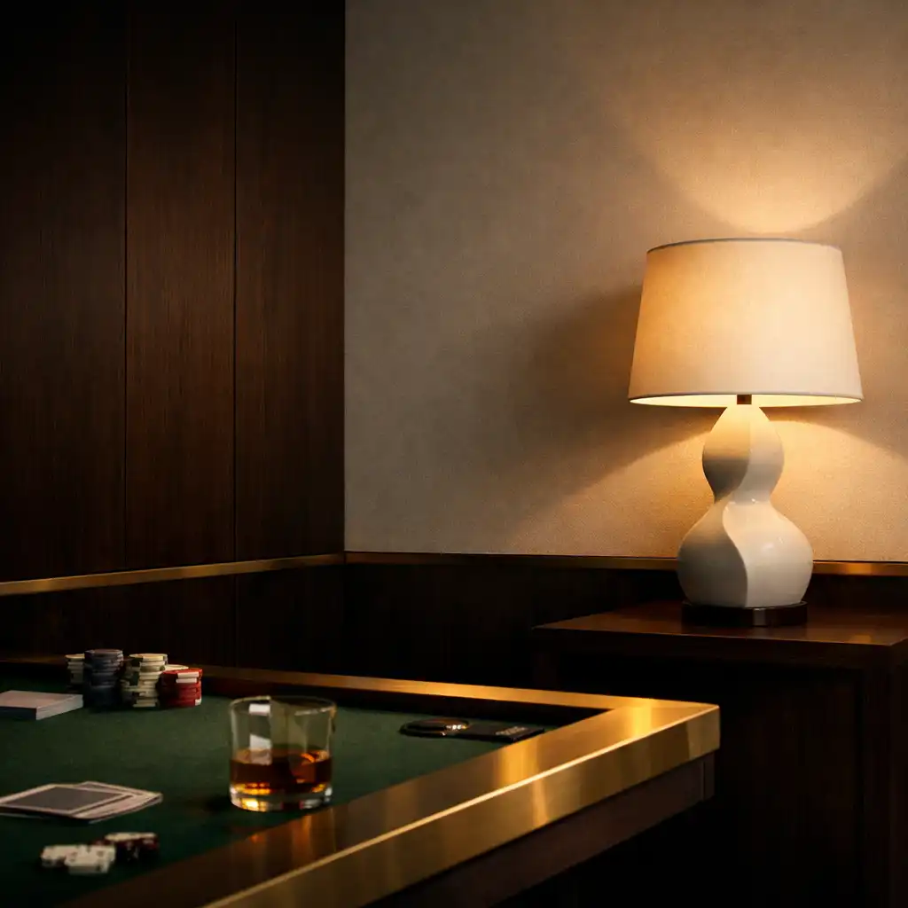 A quiet architectural corner of the card lounge