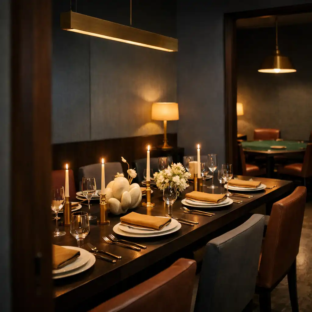A long table prepared for an intimate private gathering